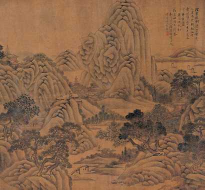顾符稹 1701年作 江村帆影 立轴